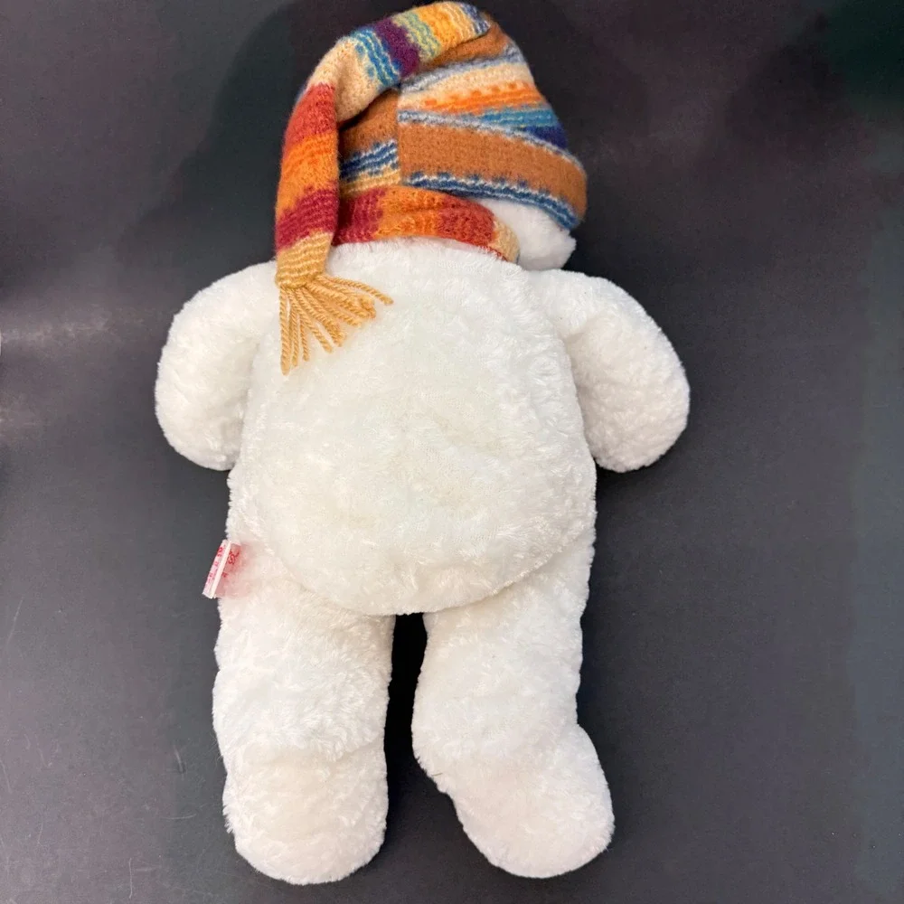 Russ Berrie Bundles Snowman Plush 14 Inch White Striped Hat Scarf Vintage 22688